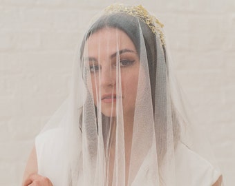 Pure Silk Tulle drop veil, soft French silk, Kate Middleton, ivory, white, traditional, classic, romantic, modern, blusher veil | ETERNITY