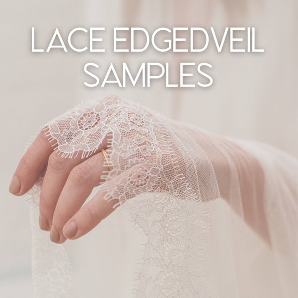 Lace samples, lace trim swatches, tulle sample, fabric swatch | Lace Edged Veil Samples
