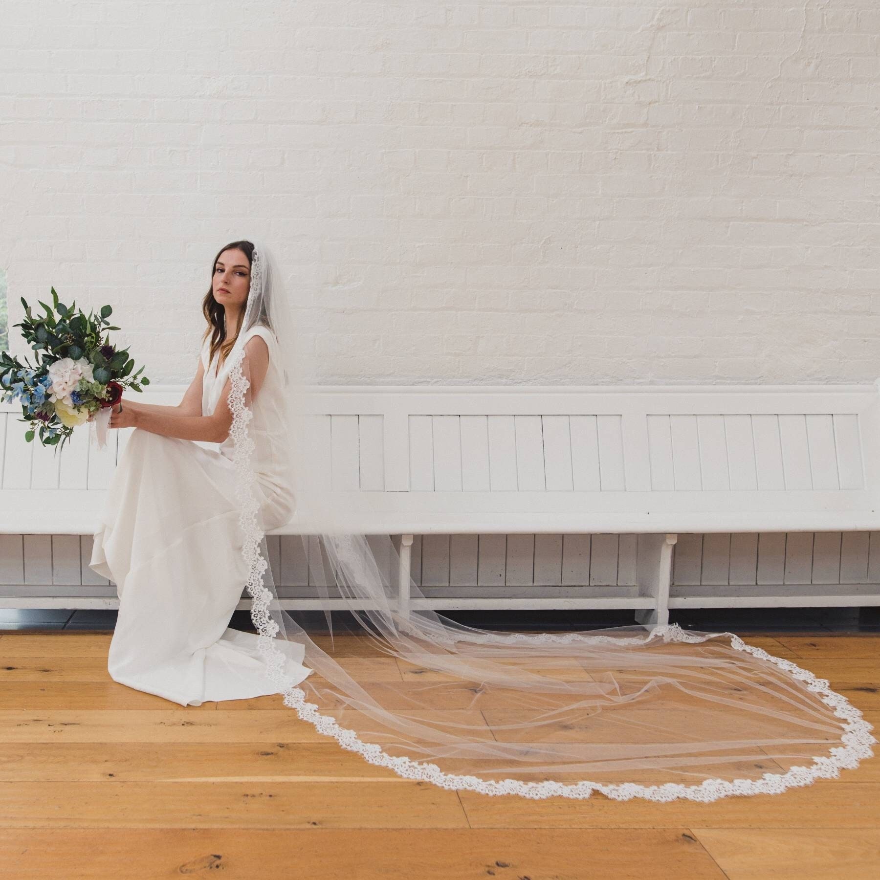 Venusvi Lace Edge Cathedral Length Tulle Wedding Bridal Veil+Comb –  Simibridaldresses