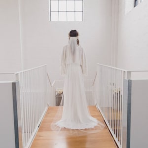 Soft wedding veil, silk style single tier bridal veil, raw cut edge, English Net, simple, classic, minimal, subtle, narrow veil BEAUTY image 2