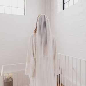Pure Silk Tulle single tier veil, soft French silk tulle, raw cut edge, minimal veil, simple, traditional, classic, romantic, modern | LOVE