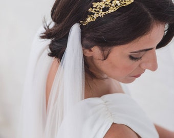 Draped Wedding Veil: Silky Soft English Tulle, Boho Bridal Veil, Medium Fullness | LIBERTY