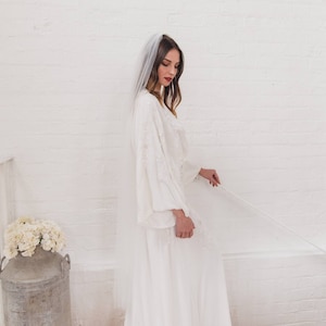 Soft wedding veil, classic single tier bridal veil, raw cut edge, English tulle, simple, chic, elegant, minimal, subtle, medium width | HOPE