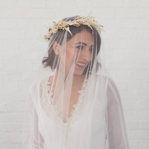 Silky Soft English Tulle Drop Veil: Minimalist Bridal Veil, Raw Edge | TRUTH