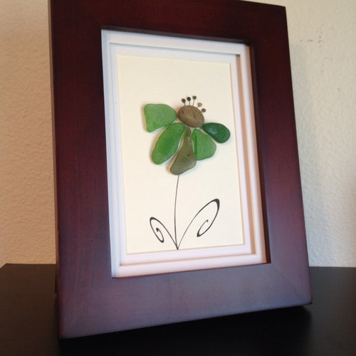 Genuine Green sea hotsell glass art, home decor, beach decor, wall art, pebble art, unique gift, framed art, flower