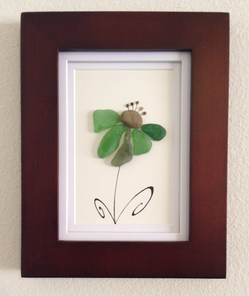 Genuine Green sea hotsell glass art, home decor, beach decor, wall art, pebble art, unique gift, framed art, flower