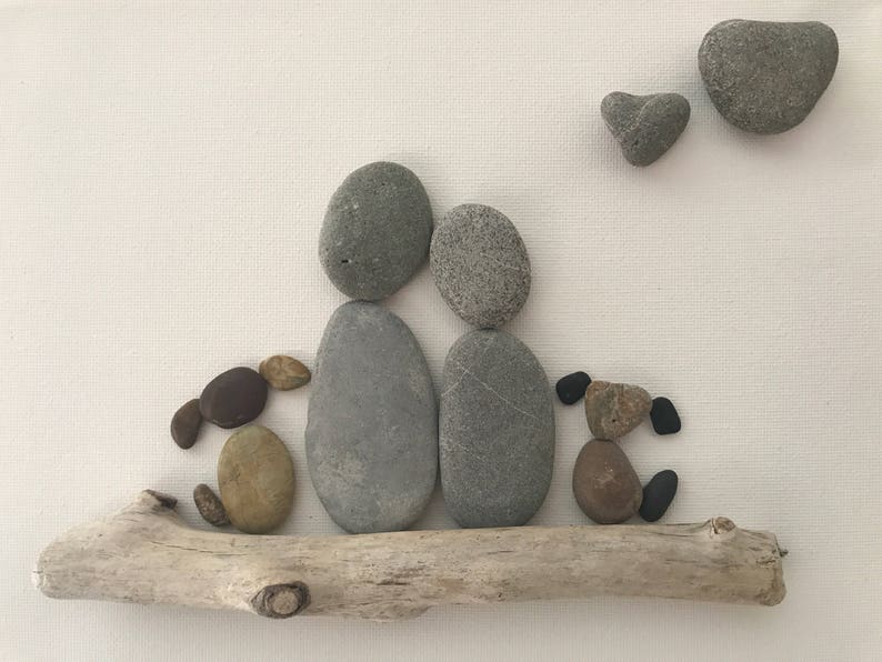 Pebble Art Couple With Two Dogs Framed Art Wall Art Love Etsy Canada