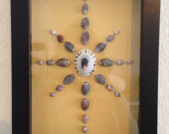 Sea shell art, Beach home decor, shadowbox, bathroom decor, shell collage, home decor, beach decor, beach wall art, beach, shabby chic