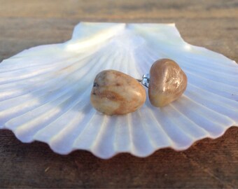 Pebble Earrings/ Stud Earrings/ Beach Stones/ Teardrop Earrings