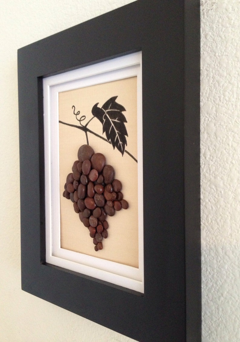 Pebble Art Grapevine Wine Wall Decor Home Decor Unique Etsy