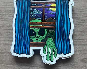 Reach Out and Grab Ya! Spooky Alien Horror Scifi Magnets by Dirkx Ink