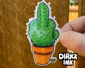 Prick Cactus Funny Cartoon Gloss Vinyl Weatherproof Sticker