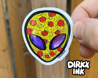 Alien Pizza Face Gloss Vinyl Weather Proof Decal