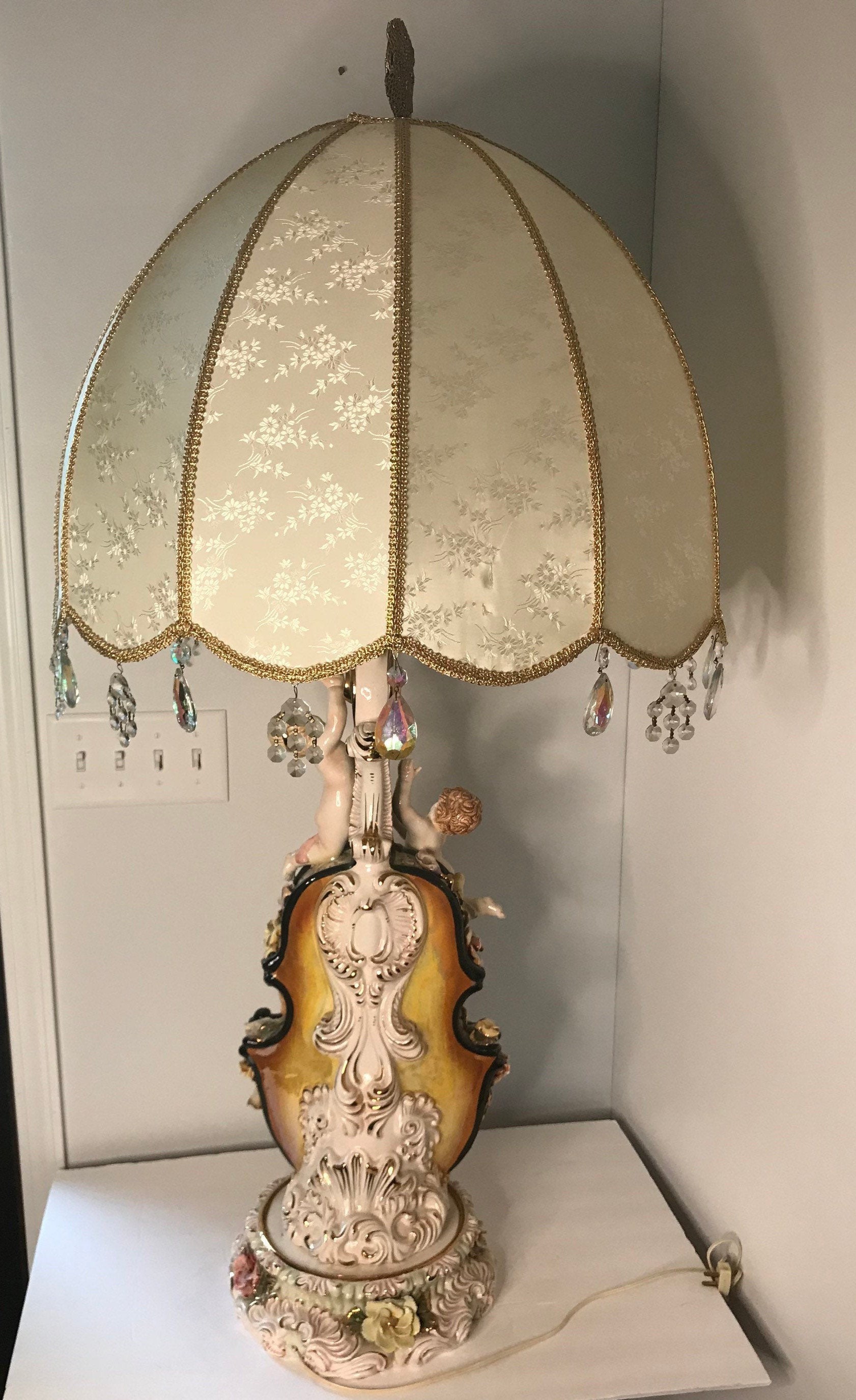 Largw Antik Vintage Italienische Lampe Porzellan Capodimonte Etsy.de