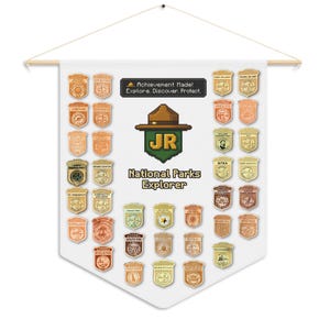 National Parks Explorer Banner | Junior Ranger Badge Display | Minecraft-Inspired Wall Pennant