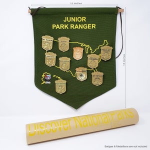 National Park Junior Ranger Scouts Badges Display Banner / Enamel Pin & Patch Organizer