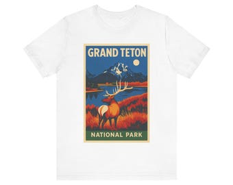 Grand Teton Elk Tee | Vintage Mountain National Park Shirt