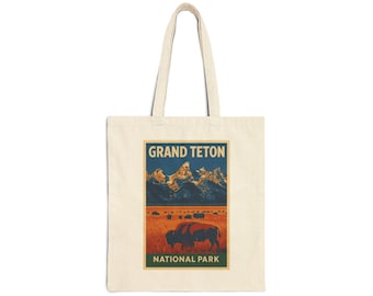 Grand Teton Nationalpark Einkaufstasche | Vintage Bison Landschaft Reisetasche
