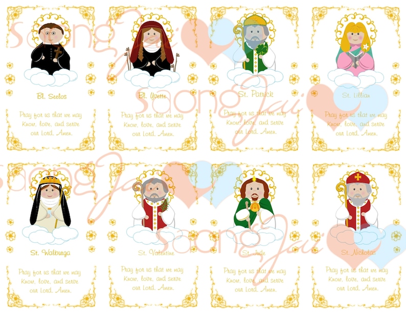 Cute Saint holy Cards Printable PDF image 5