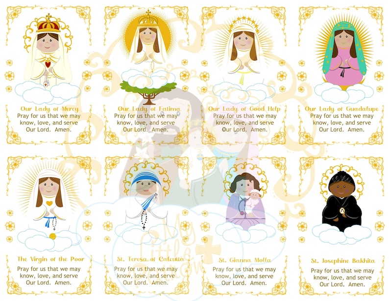 Cute Saint Holy Cards Printable PDF Etsy