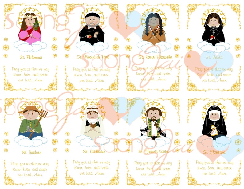 Cute Saint holy Cards Printable PDF image 3