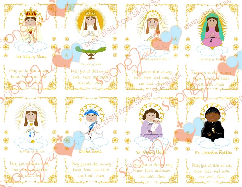 Cute Saint holy Cards Printable PDF image 6