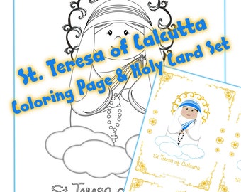 St. Teresa of Calcutta Coloring Page and Holy Cards