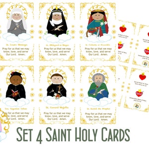 Set von 4 süßen Heiligen Heiligen Karten Printable PDF