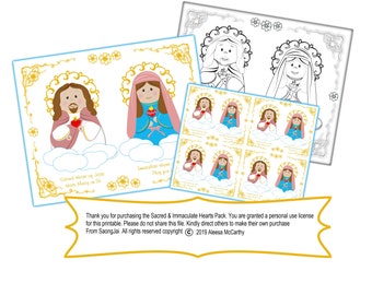 Cute Sacred & Immaculate Heart Printable PDF