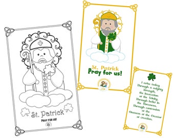 St. Patrick Holy Cards and Coloring Pages PDF