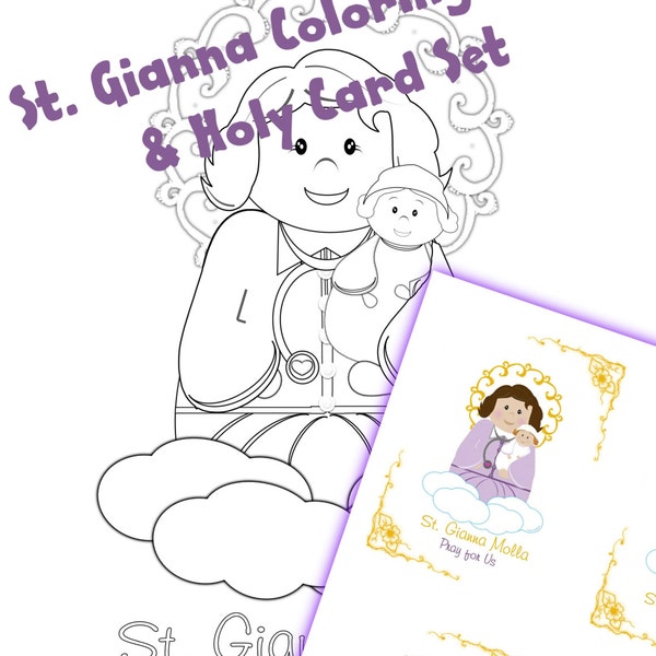 St. Gianna Coloring Page and Holy Cards