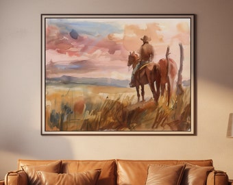 Plains Cowboy - Southwestern Cowboy Watercolors Series - Western Wall Art, Ranch Decor, Southwestern Art Wall Decor on Fine Art Matte Paper.