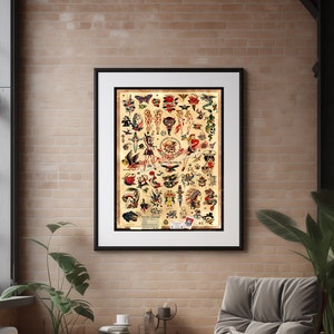 Sailor Jerry Tattoo Flash Design (Style B) Wall Art - (Old School Vintage Flash) -  Giclee Poster Print 24"x36"