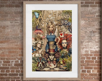 Alice in Wonderland Art Print Poster | Mad Hatter's Tea Party