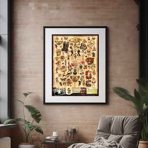Sailor Jerry Tattoo Flash Design (style C) Wall Art - (old School