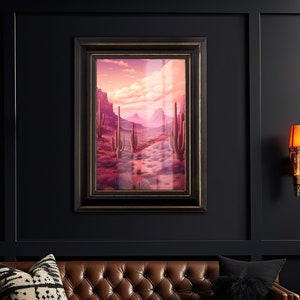Desert&#39;s Embrace Western Arizona Wall Art Print | Monument Valley Wall Decor | Saguaro Cactus Art Painting | Southwest Illustration Print