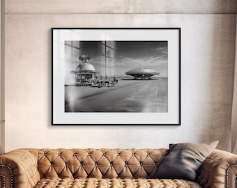 Vintage "Alien Area 51 Diner" Photographic Print | Extraterrestrial Artwork | UFO Decor | Space Travel Wall Art