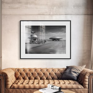 Vintage &quot;Alien Area 51 Diner&quot; Photographic Print | Extraterrestrial Artwork | UFO Decor | Space Travel Wall Art