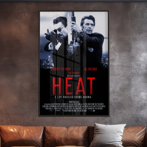 HEAT (1995) Movie Poster Size 24&quot;x36&quot; Cinema Wall Decor, Home Theater Artwork, Los Angeles Police Department Crime Drama