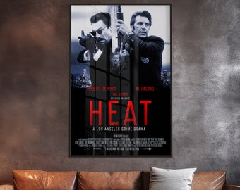 HEAT (1995) Movie Poster Size 24"x36" Cinema Wall Decor, Home Theater Artwork, Los Angeles Police Department Crime Drama