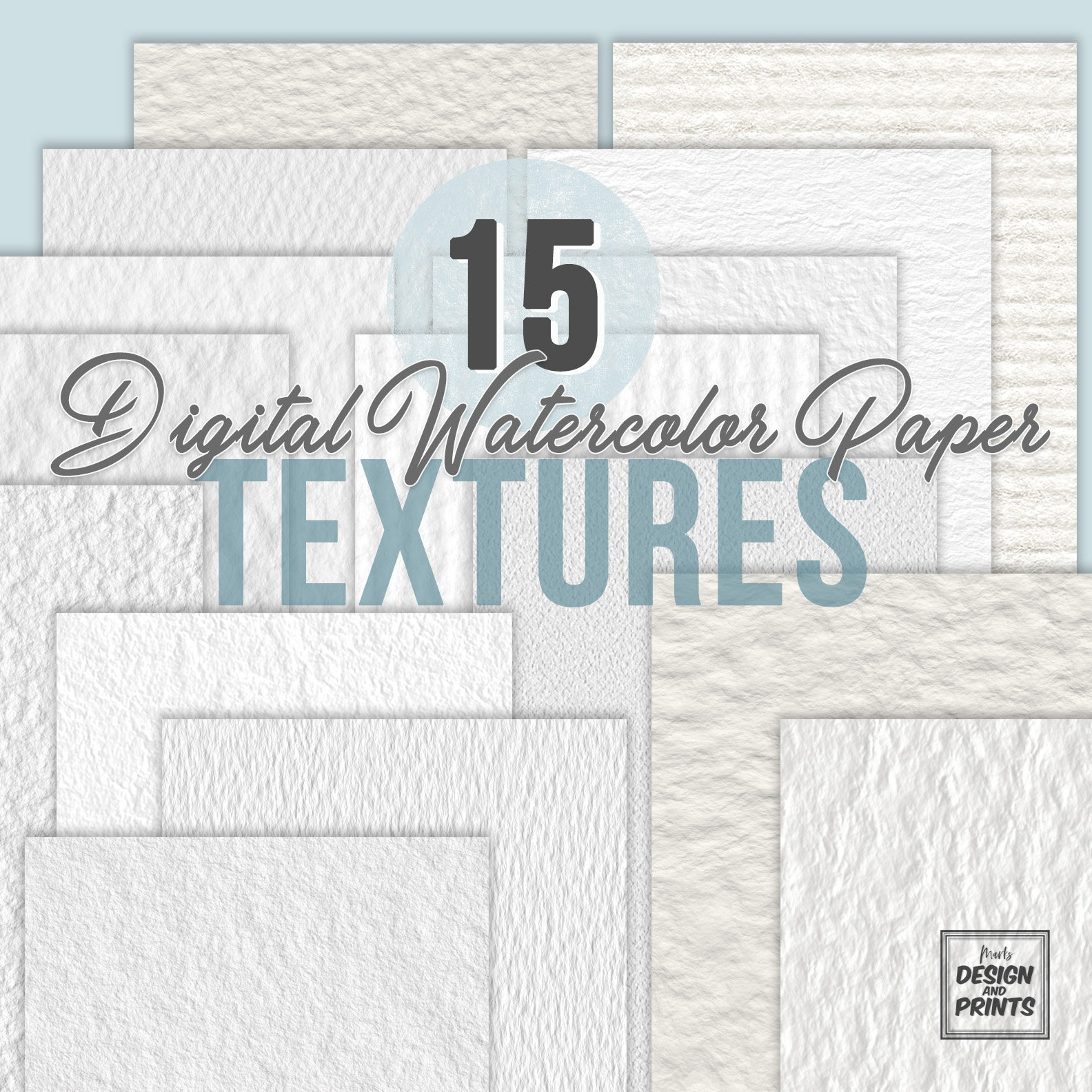 Watercolor Paper Textures, Digital Papers, Seamless, Backgrounds
