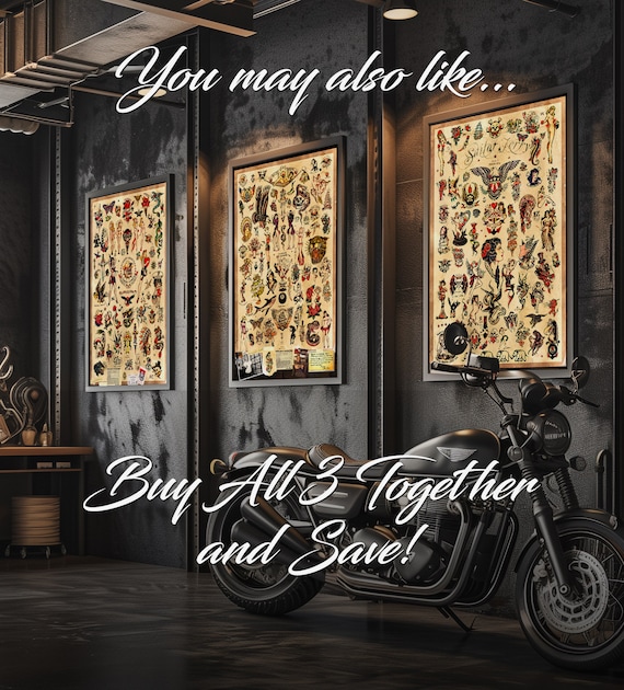 Sailor Jerry Tattoo Flash Design (style B) Wall Art - (old School