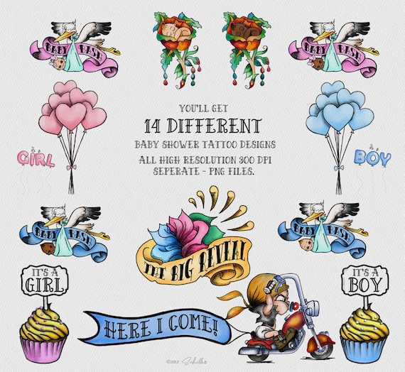 Baby Shower Decorations Baby Bash Tattoo Girl Boy Gender Etsy 日本