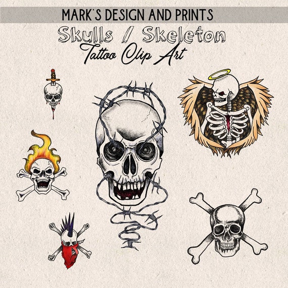 34 Page A4 Skeleton Skull Lizard Flash Tattoo Book Instruction Art Design   Amazonin Beauty