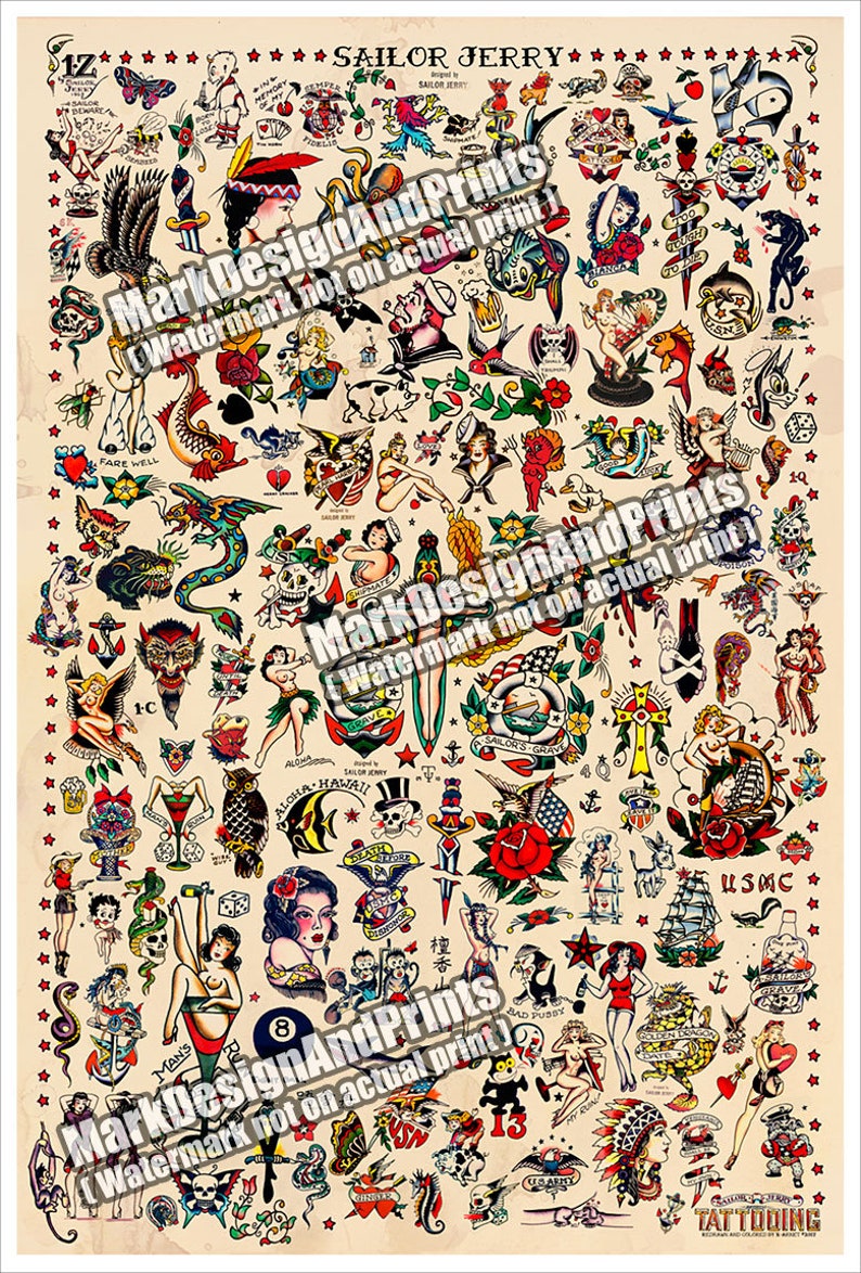 Sailor Jerry Tattoo Flash  Printed on Hahnemuhle Fine Art image 3