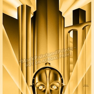Metropolis &quot;Gold&quot; -  Fritz Lang (1927) Giclee Print 18&quot;x40&quot;  - Free Shipping in U.S.