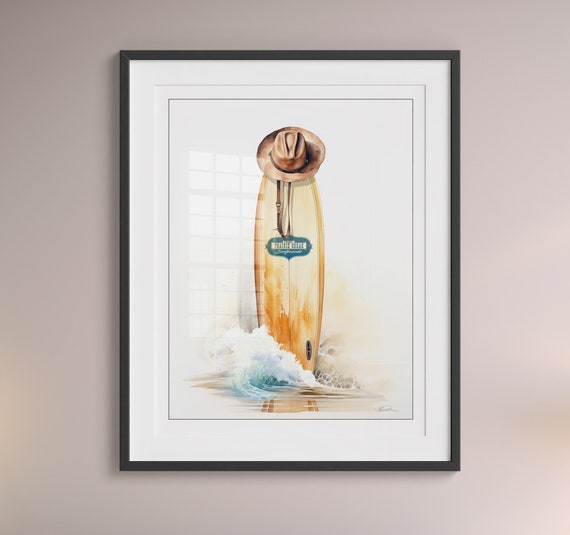 Watercolor Prairie Break Surfboard Art Print | Coastal Cowboy Wall Art | Western Ranch Decor | Southwestern Art | Contemporary Ranch Decor