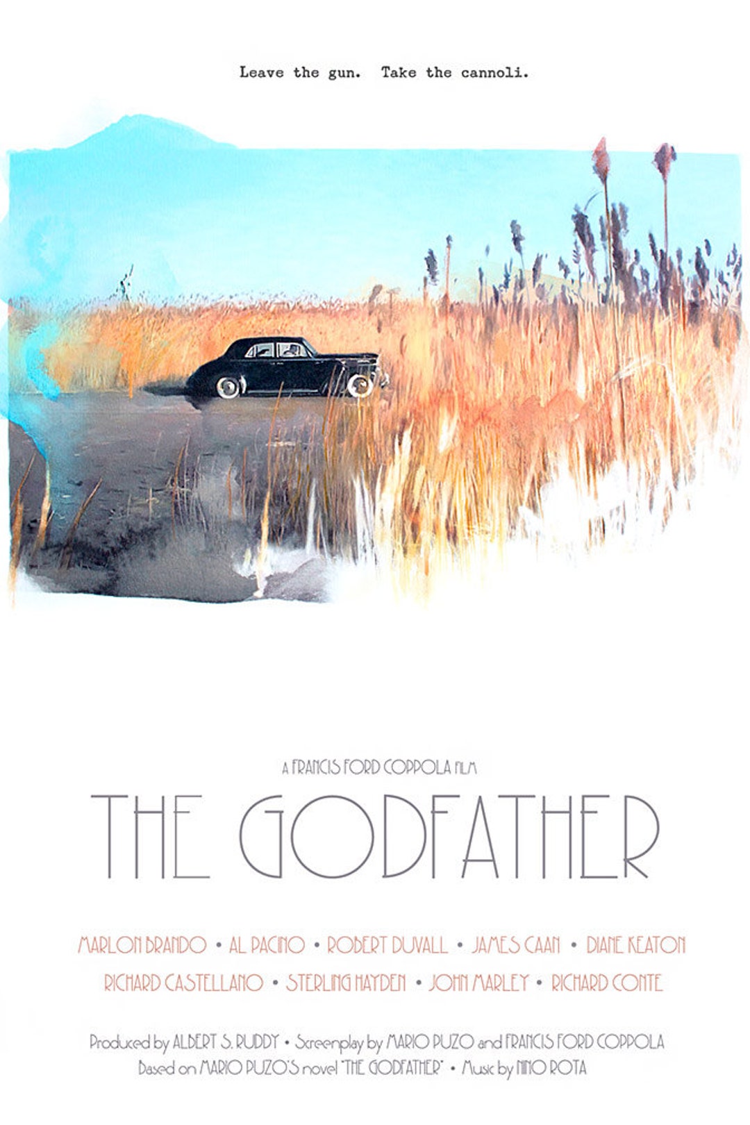 THE GODFATHER Watercolor Alternative Movie Poster - Size 24