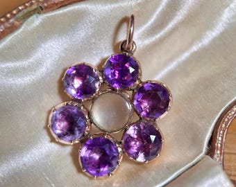 Antique late Georgian/early Victorian foiled amethyst pendant/locket, circa 1830s
