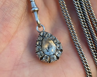 A lovely antique paste drop, set in silver, late 1700s